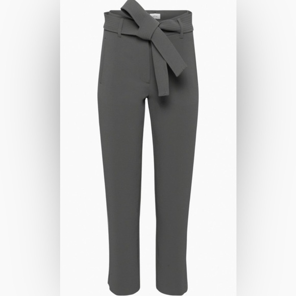 Wilfred Pants - Wilfred (Aritzia) $148 Tie-Front Ankle Pant in Comet Grey Size 6 w/ belt EUC